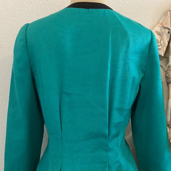 Vintage Dress R&A Collections Green black Trim Collar Neck Front Button Front - Picture 10 of 15